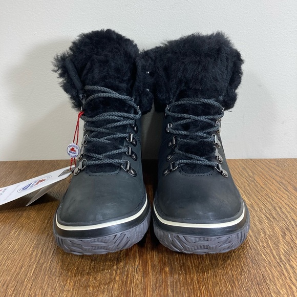Pajar Galat Waterproof Shearling Collar Black Leather Boot Women’s Size 6/6.5 - Picture 3 of 13